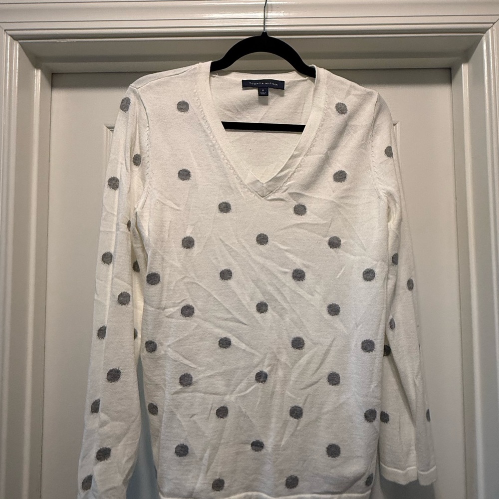 Tommy Hilfiger White Fitted Long Sleeve Hoodie